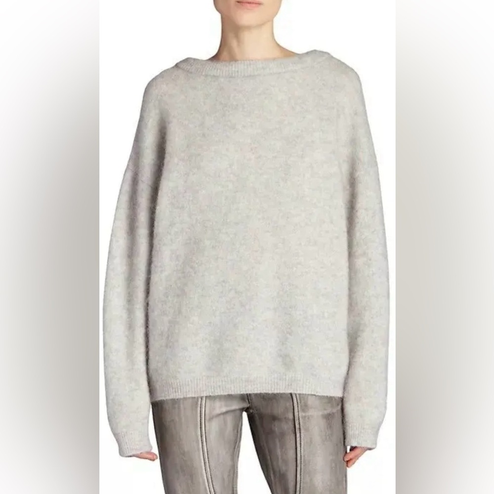 NWT Acne Studios mohair-blend sweater in soft green melange. Size L.
